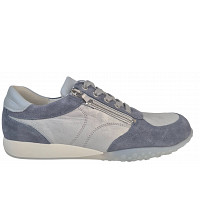 WALDLÄUFER - H-Poppy jenas silber sky - sportlicher Schnürer - JEANS SILBER SKY