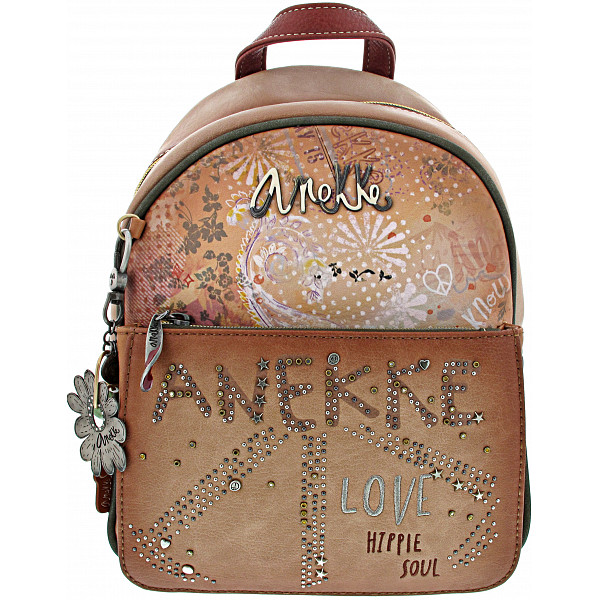 Anekke Peace & Love Rucksack braun/beige/moosgrün