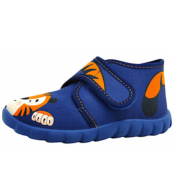 Fischer Markenschuhe Flexi Hausschuh blau/orange 516