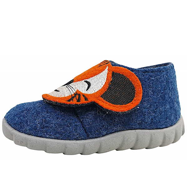 Fischer Markenschuhe Flexy Hausschuh blauorange 516