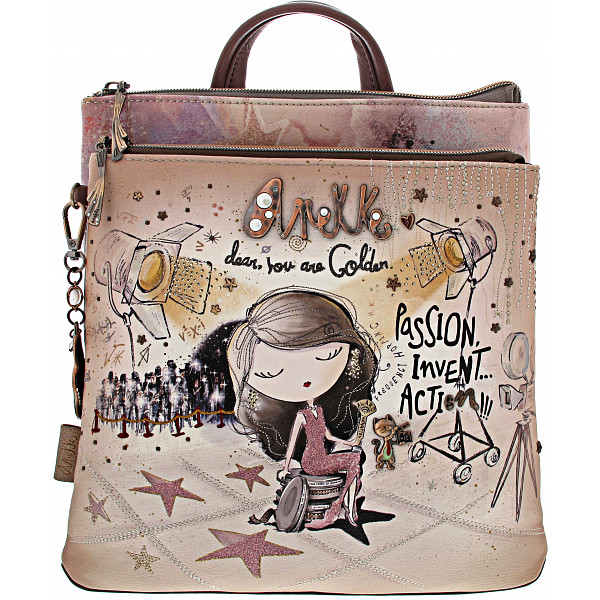 Anekke Hollywood Tasche beige/print/blaugrau