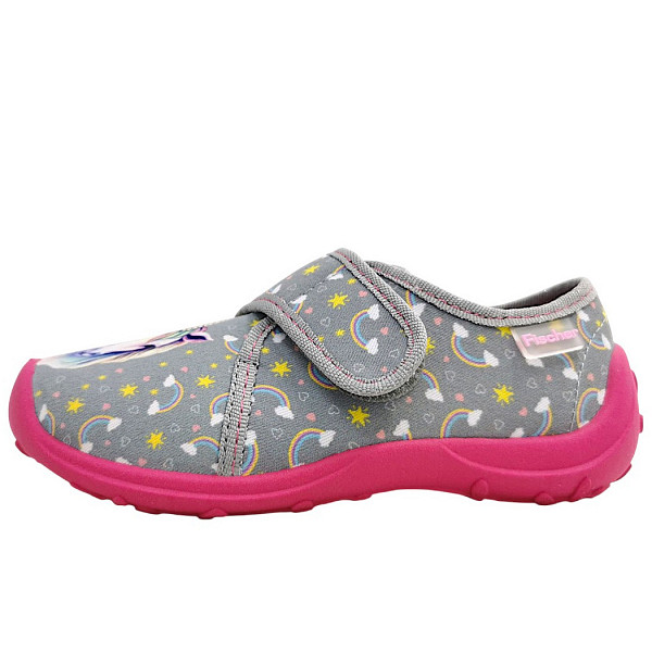 Fischer Markenschuhe Boogy Hausschuh grau/pink 607