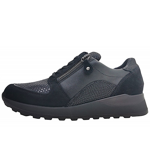 Waldläufer Hiroko-Soft sportlicher Schnürer schwarz 001
