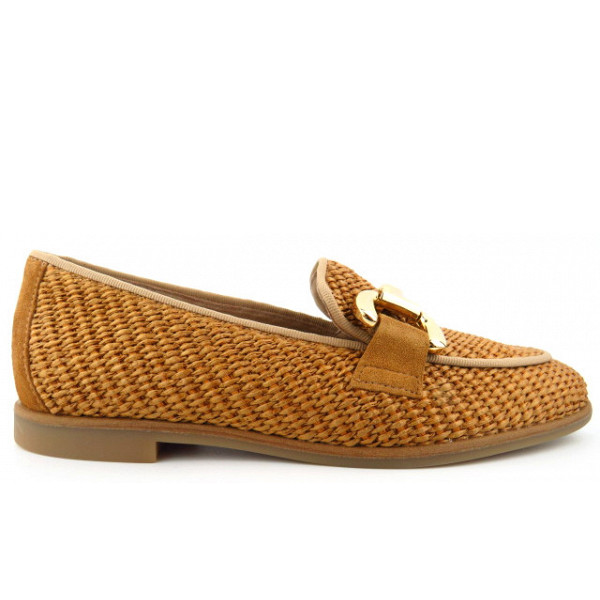 Paul Green Rafia Velour camel Slipper Mittelbraun