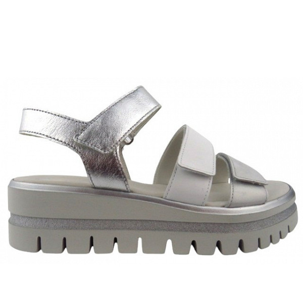 Gabor Marmor Nappa Sandale weiss/silber-kombi