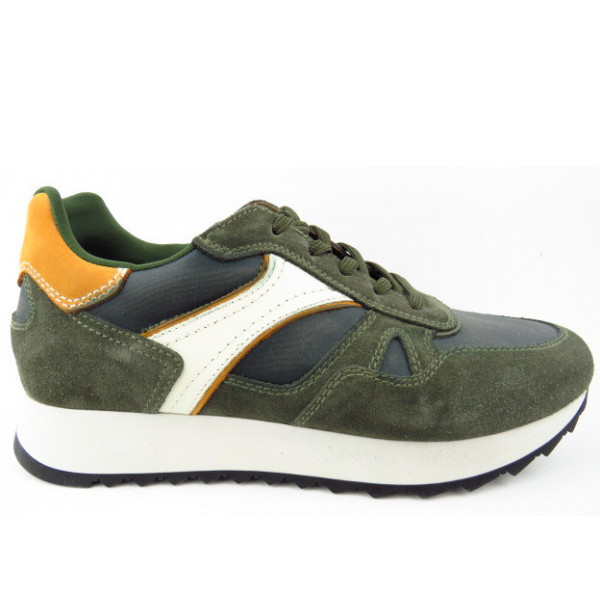 Nero Giardini oliv/gelb kombi. Sneaker oliv kombi.