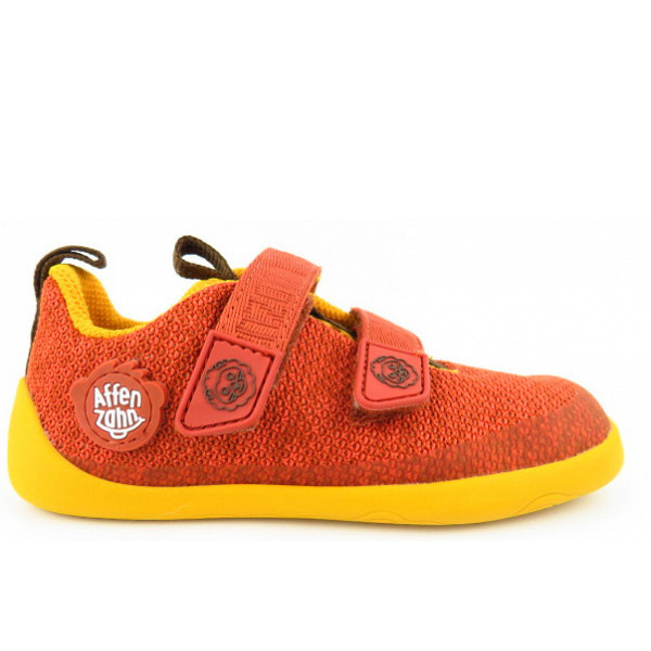 Affenzahn Sneaker Knit Happy Lion Klettschuh orange gelb