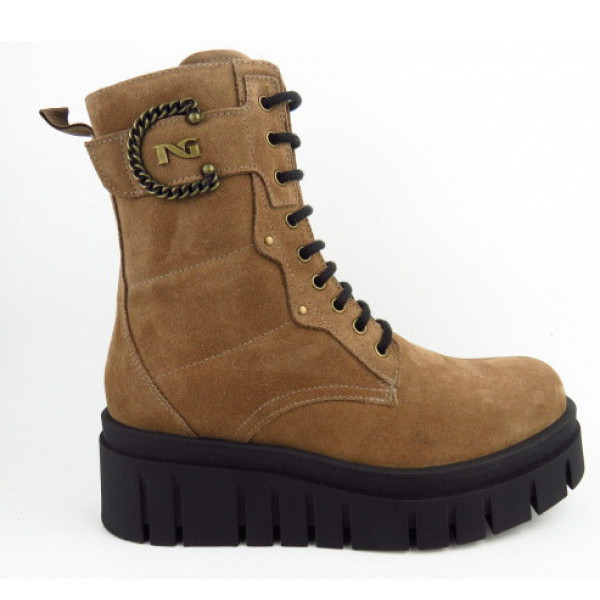 Nero Giardini Velour braun ZIP Stiefelette mittelbraun