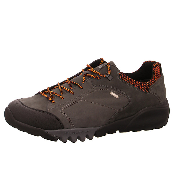 Waldläufer H-Fritz sportlicher Schnürer 087 schwarz basalt orange
