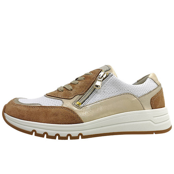 Waldläufer H-April sportlicher Schnürer toffee gold weiss
