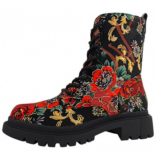 La Strada Schnürstiefel Red flower velvet