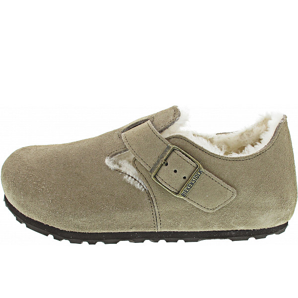 Birkenstock London Shearling Suede Hausschuh taupe