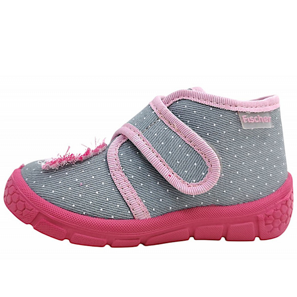 Fischer Markenschuhe Hausschuh grau/rose 635
