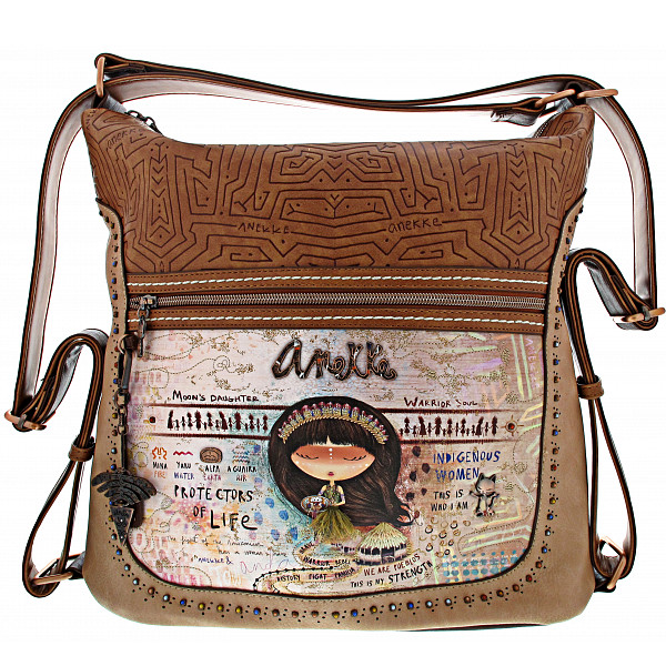 Anekke Menire Rucksack braun-beige-gold-print