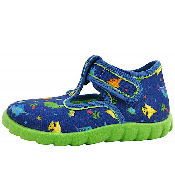 Fischer Markenschuhe Kinder Klett Hausstiefel Hausschuh blaugrün 554