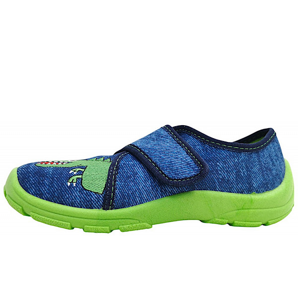 Fischer Markenschuhe Hausschuh blau/grün 554