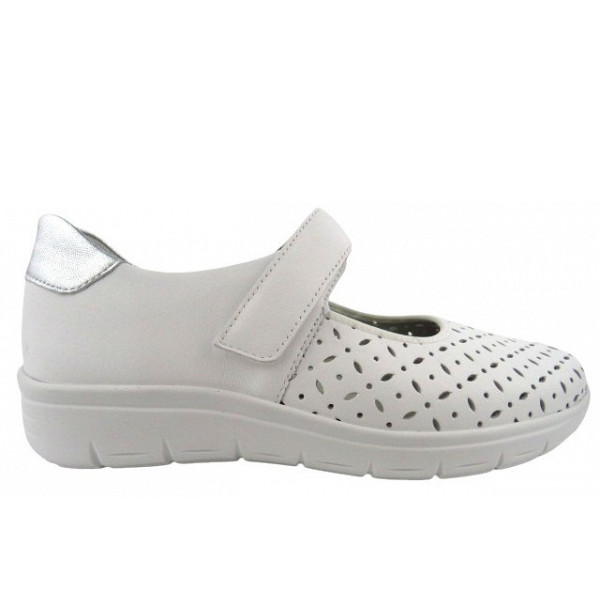 Semler Greta Nappa weiss H Spangenballerina weiss silber