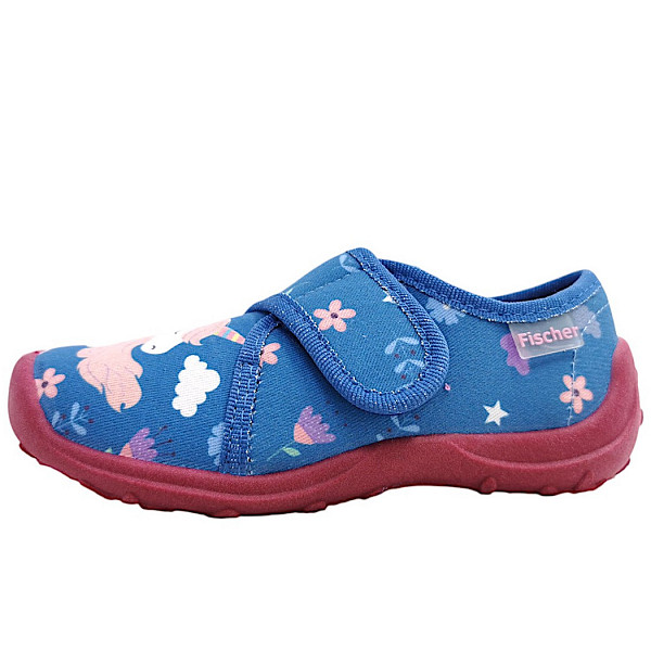 Fischer Markenschuhe Hausschuh blau/pink 507