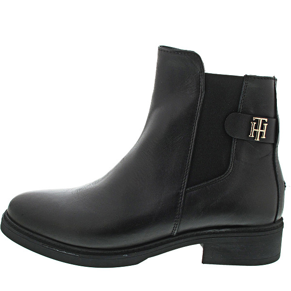 Tommy Hilfiger TH Leather Flat Boot Chelsea Boot black