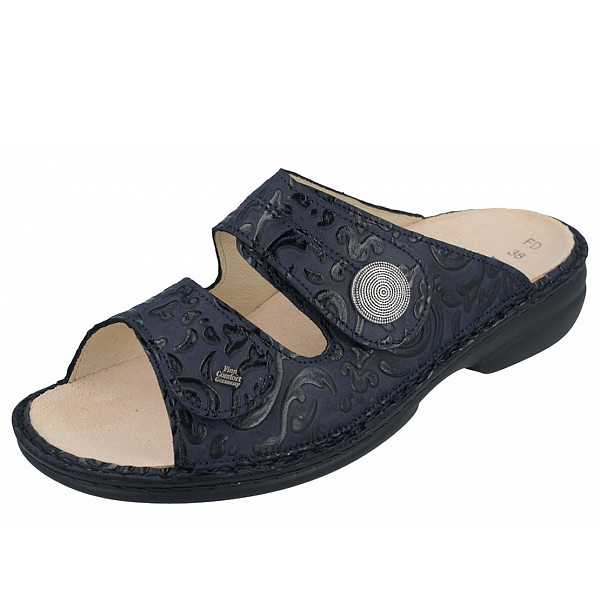 Finn Comfort Sansibar Pantoletten Blue Arabesque