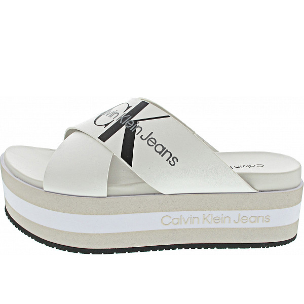 Calvin Klein Flatform Sandal Crisscros Pantolette bright white