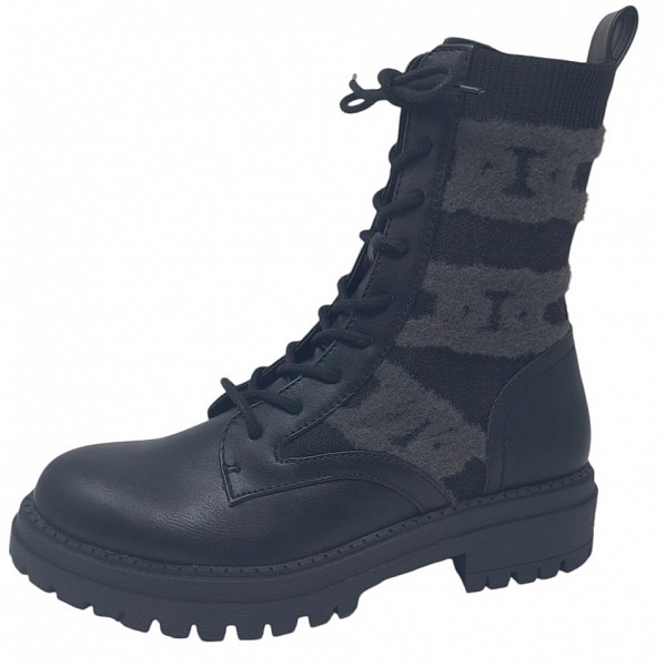 La Strada Schnürstiefel BLK GREY KNITTTED