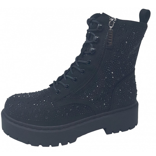 La Strada Schnürstiefel black mit Strass