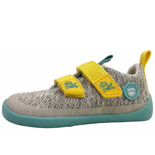 Affenzahn Happy Nashorn Barfußschuhe Grau/Türkis/Gelb
