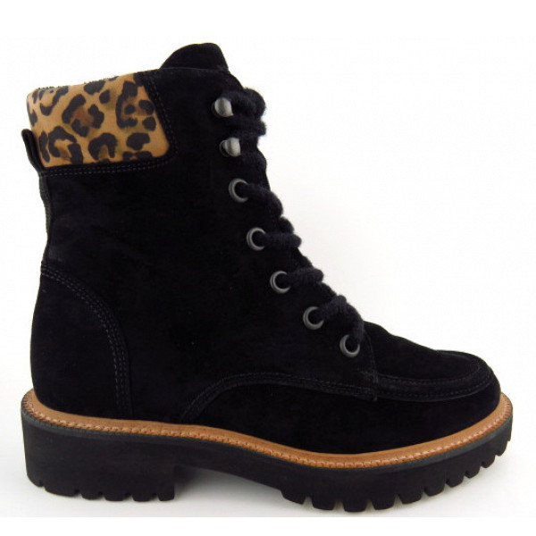Paul Green S.Suede/Leopard Stiefelette 02 Schwarz