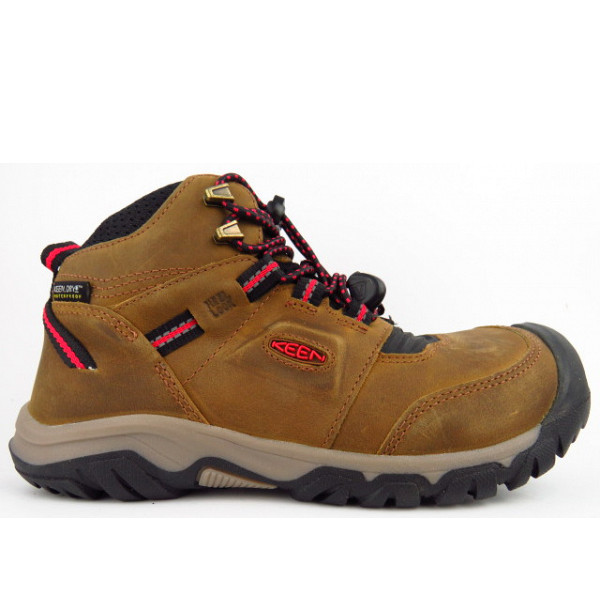 KEEN RIDGE FLEX MID WP Wanderstiefel BISON/RED CARPET