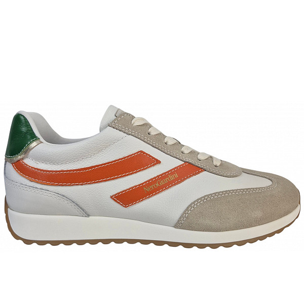 Nero Giardini weiss grau orange grün sportlicher Schnürer weiss grau orange grün