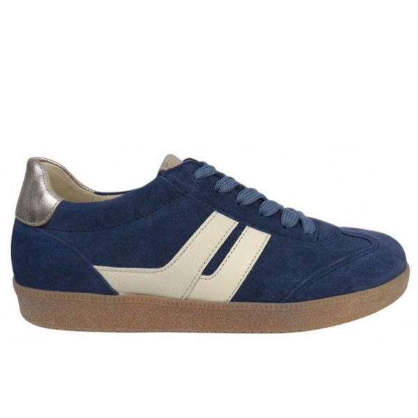 Gabor Velour denim panna puder sportlicher Schnürer denim/panna/puder