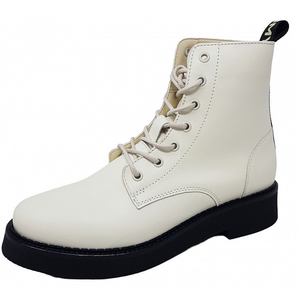 Tommy Hilfiger Lace Up Flat Boot Kurzstiefel cream