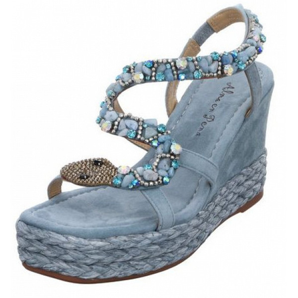 Alma En Pena Keilsandalette blau