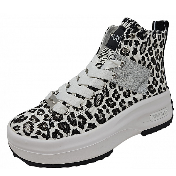 REPLAY Aqua Leo Gel Sneaker high white black leo
