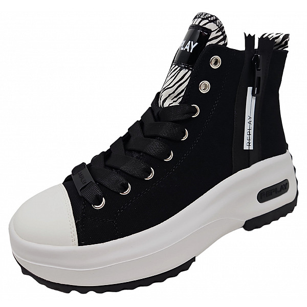 REPLAY Aqua Z Zip Sneaker high black white
