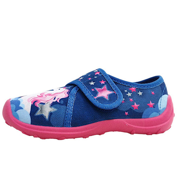 Fischer Markenschuhe Boogy Hausschuh blau/pink 507
