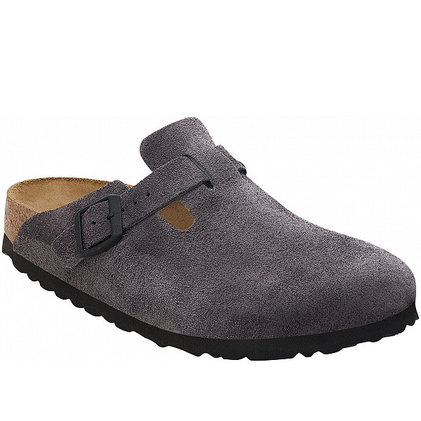 Birkenstock Boston Pantoletten Velvet Grey