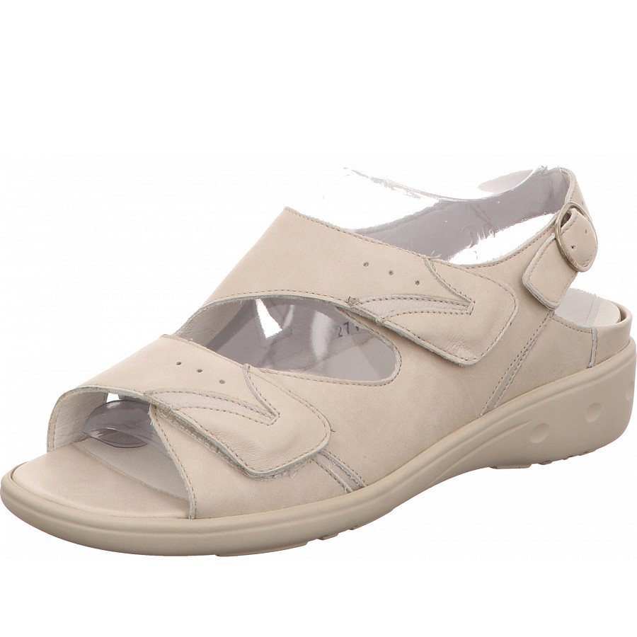 Sandales Waldläufer Kara Pour Femme - Cuir Verni Noir, Semelle Compensée, Réglage Velcro
