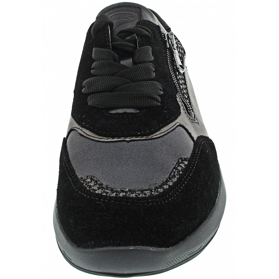 Chaussures De Sport Waldläufer M-Tonia Noir - Lacets, Fermeture Éclair Latérale, Semelle Amovible